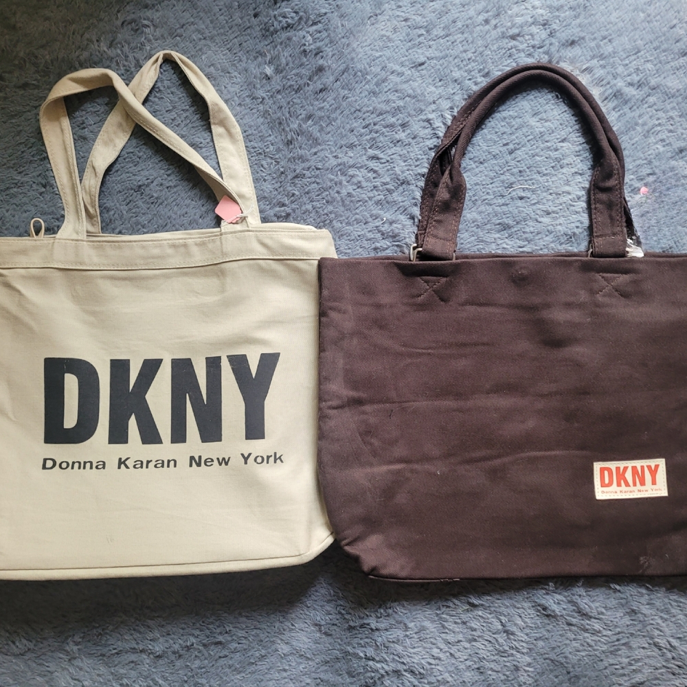 DKNY Cream and Dark Brown Tote